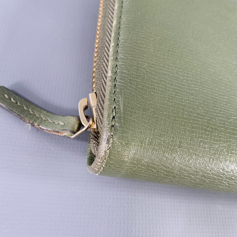 GUCCI Green Leather Zip Wallet