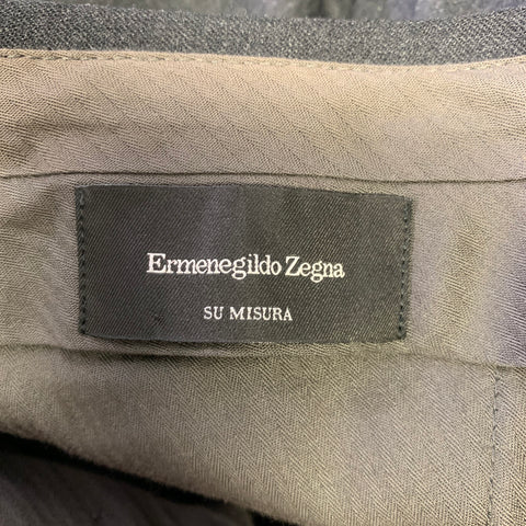 ERMENEGILDO ZEGNA Size 32 Dark Charcoal Black Heather Wool Slim Fit Dress Pants