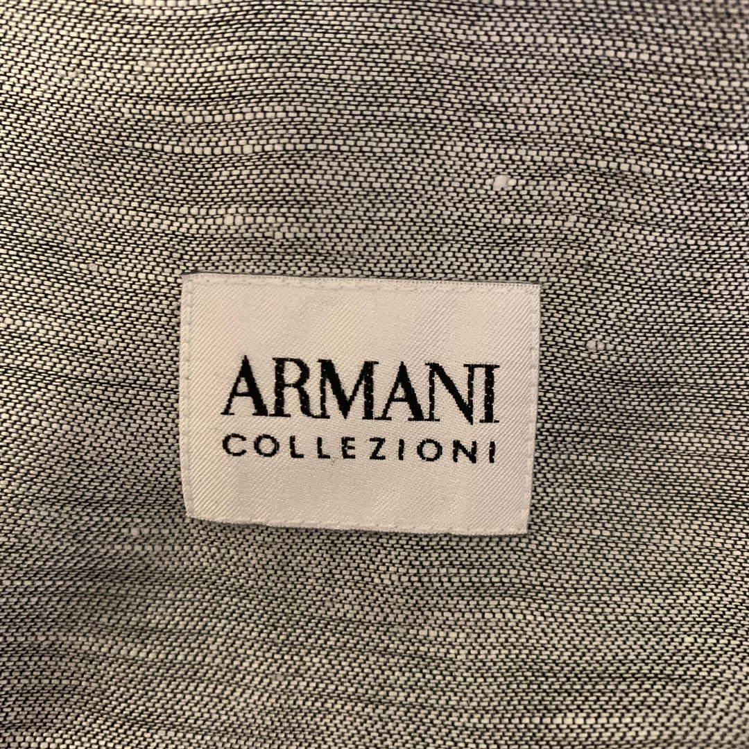 ARMANI COLLEZIONI Size XXL Grey Chambray Short Sleeve Shirt
