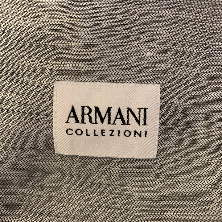 ARMANI COLLEZIONI Size XXL Grey Chambray Short Sleeve Shirt