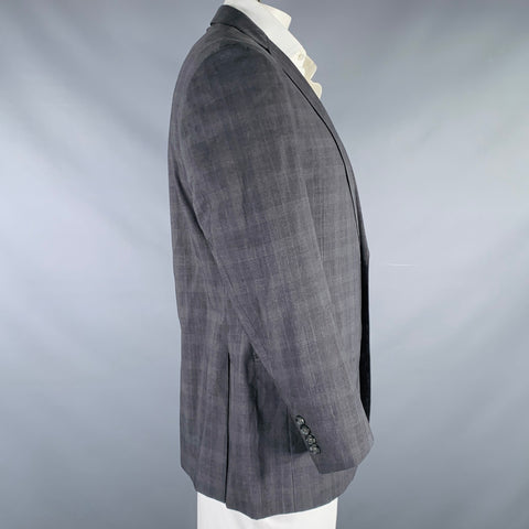 BROOKS BROTHERS Size 44 Grey Glenplaid Wool Polyester Sport Coat