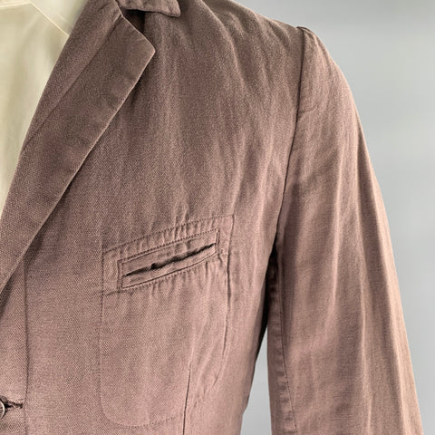 HANNES ROETHER Chest Size S Brown Solid Cotton Blend Notch Lapel Sport Coat