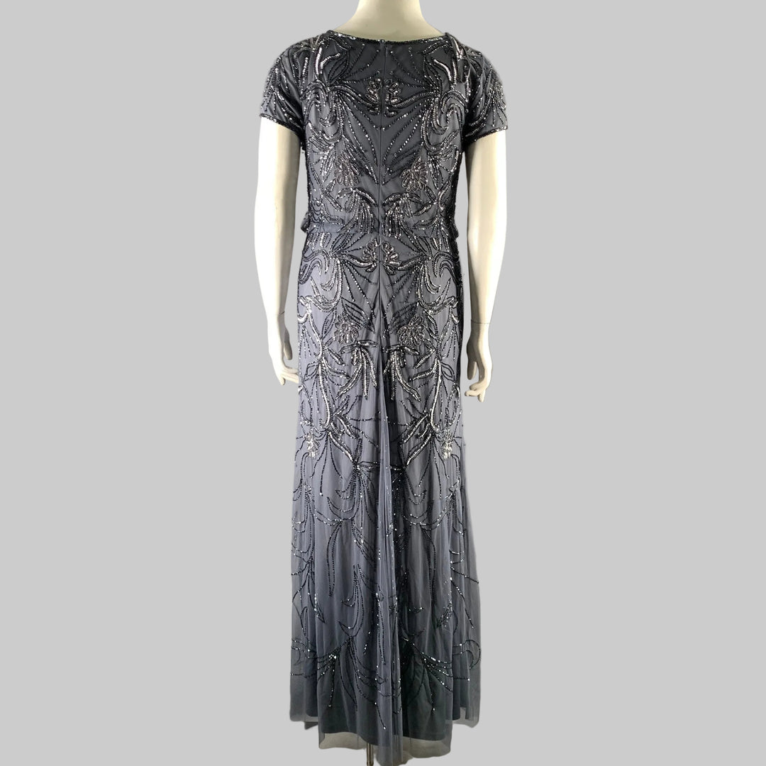 ADRIANNA PAPELL Size L Moonscape Floral Long Cocktail Dress