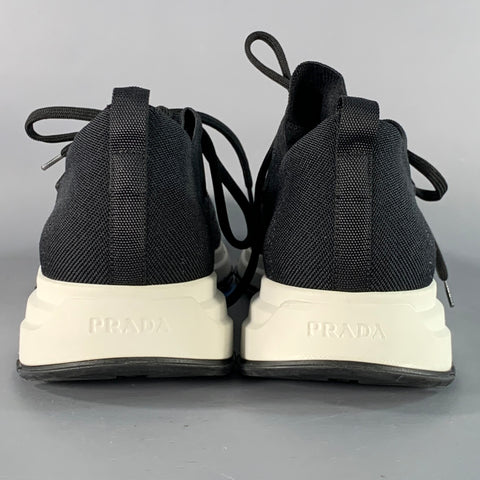 PRADA Size 11 Black Grey Ombre Nylon Stretch Sneakers