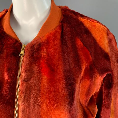 SIES MARJAN Size XS Orange Velvet Zip Up Cropped Bomber Jacket