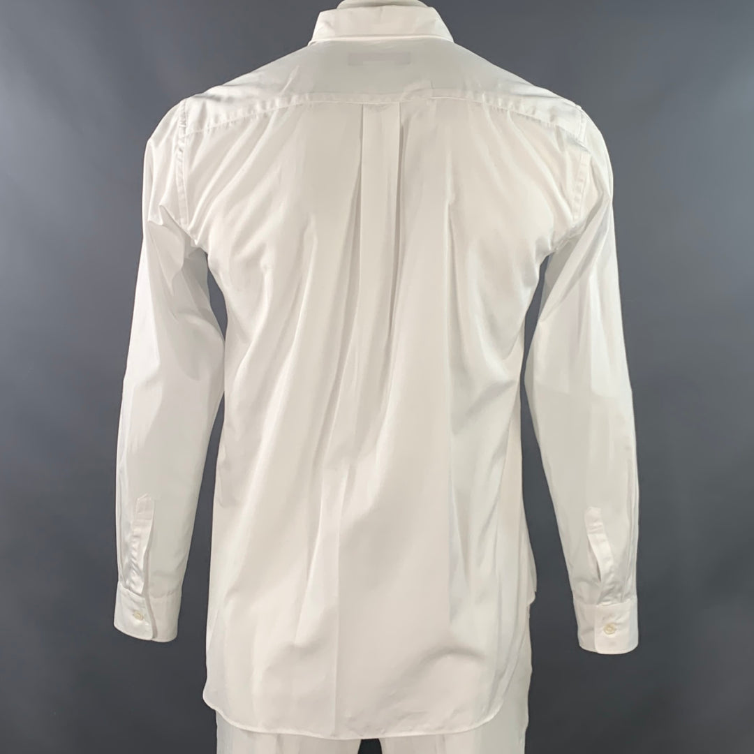 COMME des GARCONS Size L White Cotton Zip Up Long Sleeve Shirt