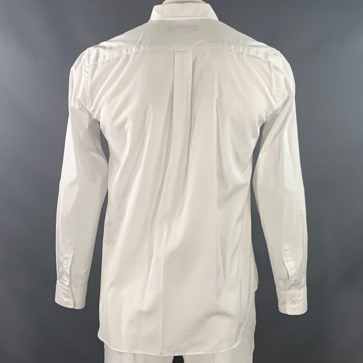 COMME des GARCONS Size L White Cotton Zip Up Long Sleeve Shirt