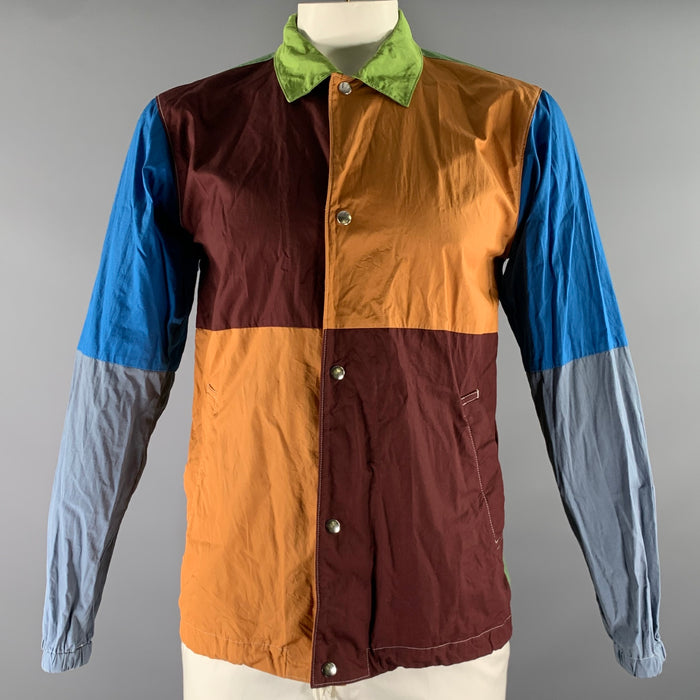 COMME des GARCONS SHIRT Size L Green Multi-Color Color Block Cotton Jacket