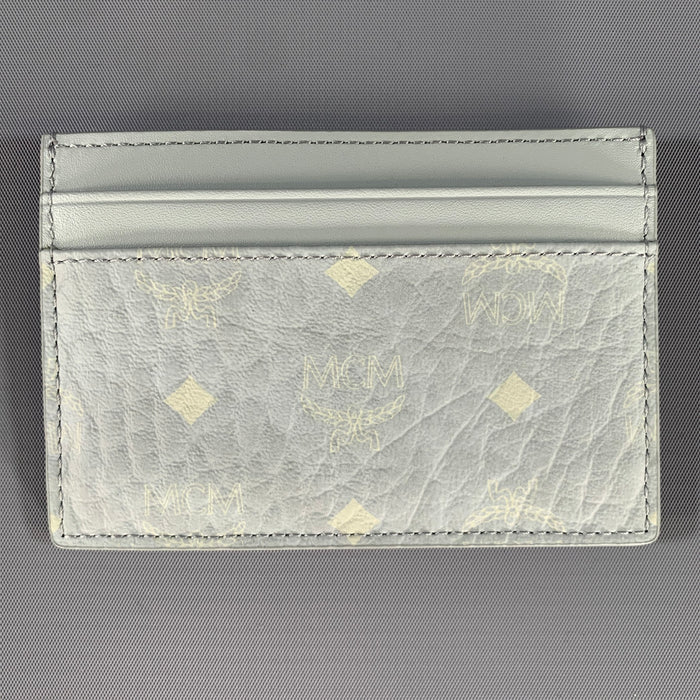 MCM Grey Logo Leather Card Case