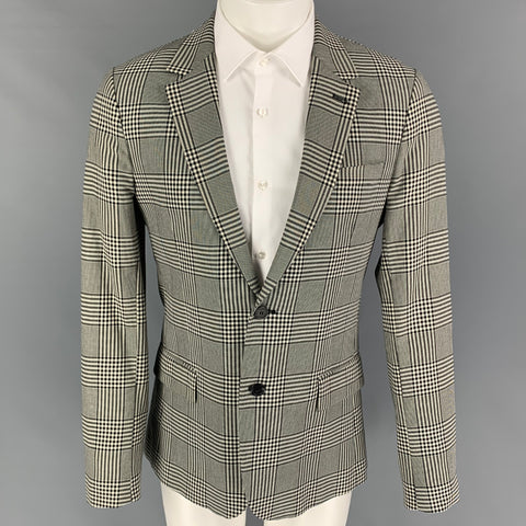 AMI by ALEXANDRE MATTIUSSI Size 38 Black White Plaid Cotton Sport Coat