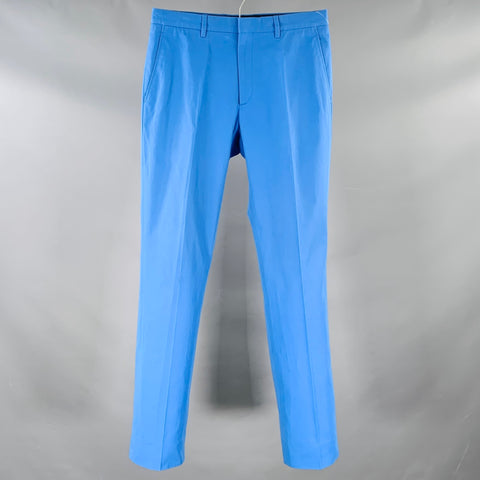 CALVIN KLEIN COLLECTION Pantalon de ville à devant plat en coton bleu Taille 31