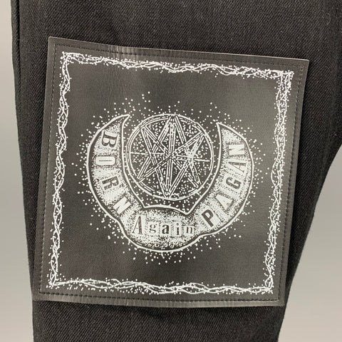 EDWIN Talla 31 Runway Negro Parches blancos Cremalleras Vaqueros cortos de algodón
