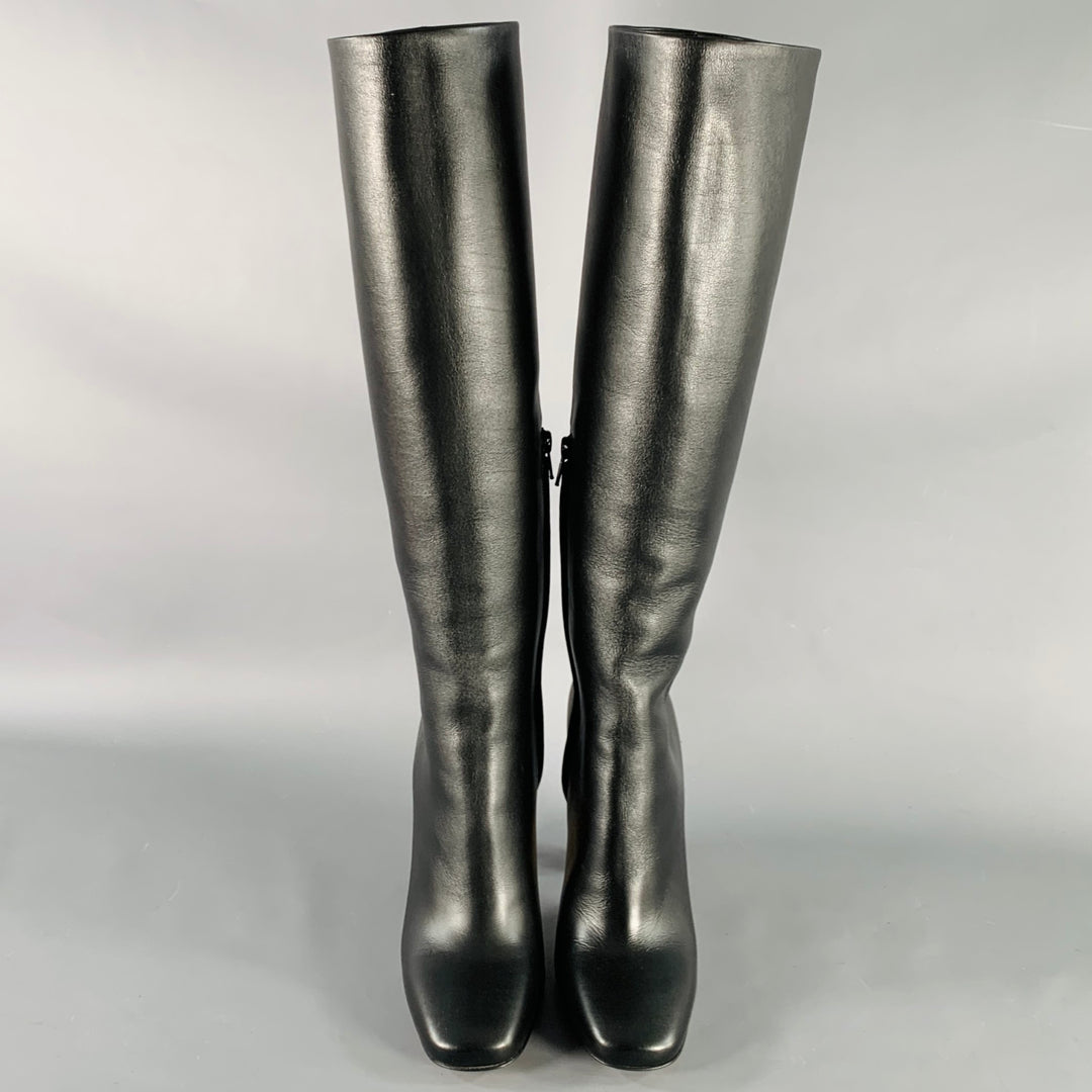 BOTTEGA VENETA Fall 2022 Size 8 Black Leather Side Zipper Boots
