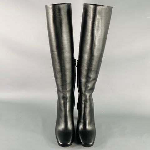 BOTTEGA VENETA Fall 2022 Size 8 Black Leather Side Zipper Boots