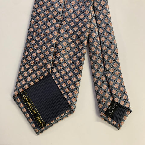 ERMENEGILDO ZEGNA One Size Grey Orange Silk Tie