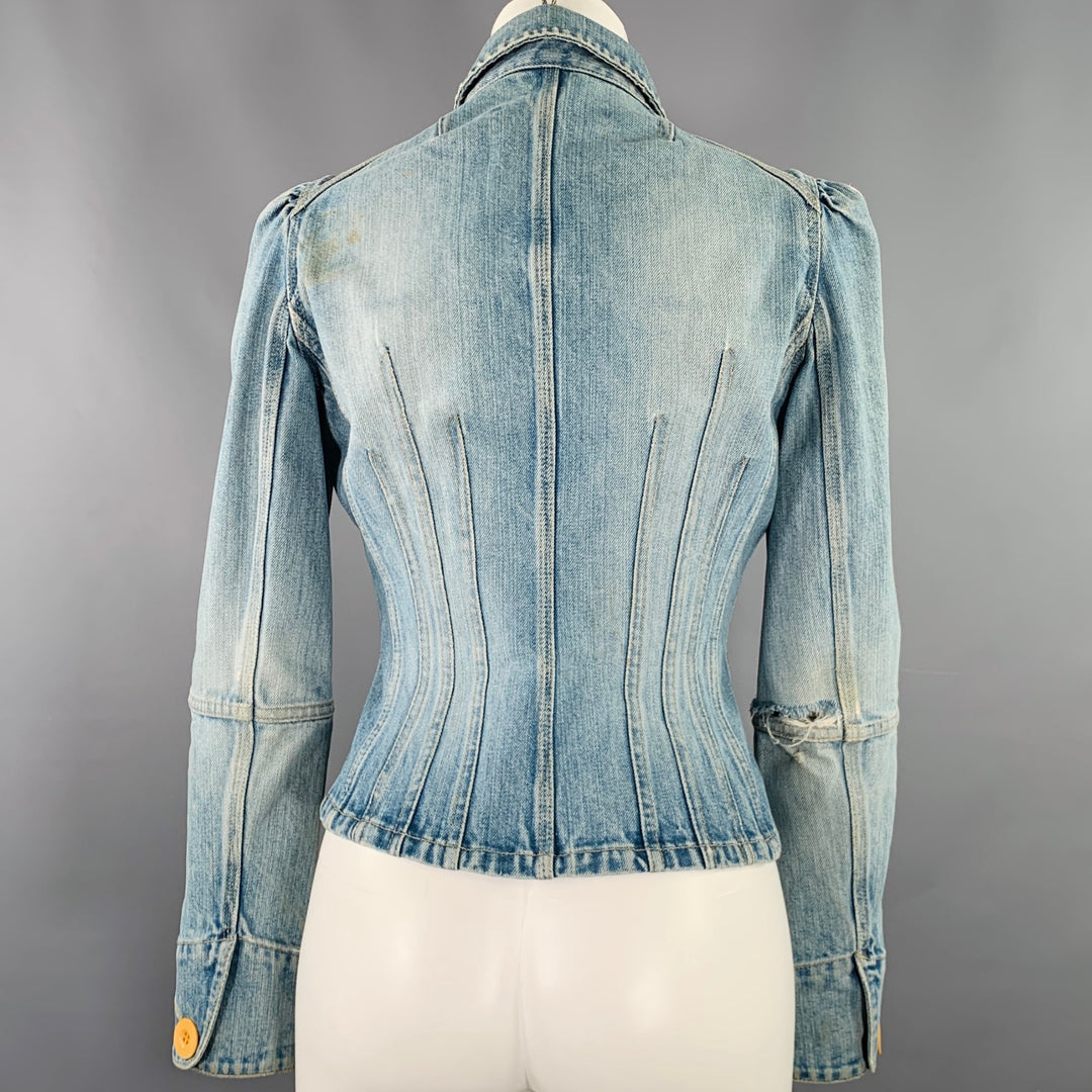 MARC by MARC JACOBS Size 4 Blue Cotton Distressed Jacket