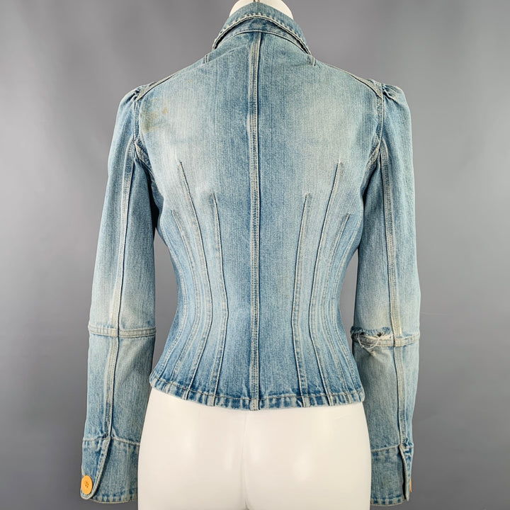 MARC by MARC JACOBS Size 4 Blue Cotton Distressed Jacket