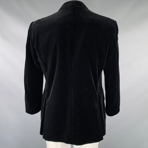 RALPH LAUREN Size 46 Long Black Velvet Cotton Single Breasted Sport Coat