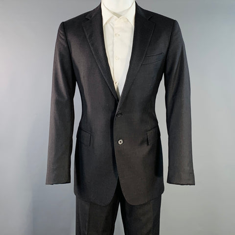 POLO by RALPH LAUREN Size 40 Regular Black Glenplaid Virgin Wool Notch Lapel Suit