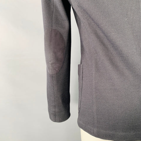 ARMANI COLLEZIONI Size 40 Black Blue Textured Wool Blend Sport Coat