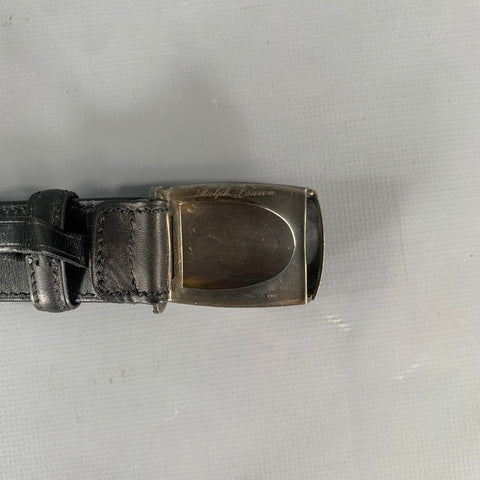 RALPH LAUREN Size 36 Black Leather Sterling Silver Belt