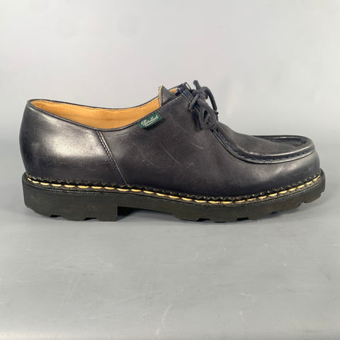 PARABOOT Size 9 Black Dark Grey Leather Derby Lace Up Shoes