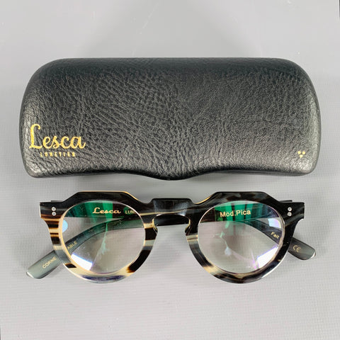 LESCA Brown Black Tortoiseshell Horn Eyewear