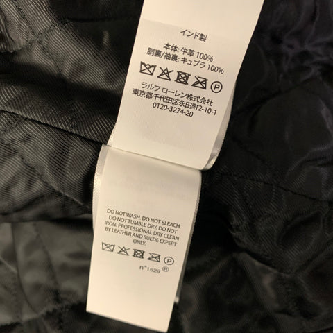 RALPH LAUREN Size L Black Leather Biker Jacket