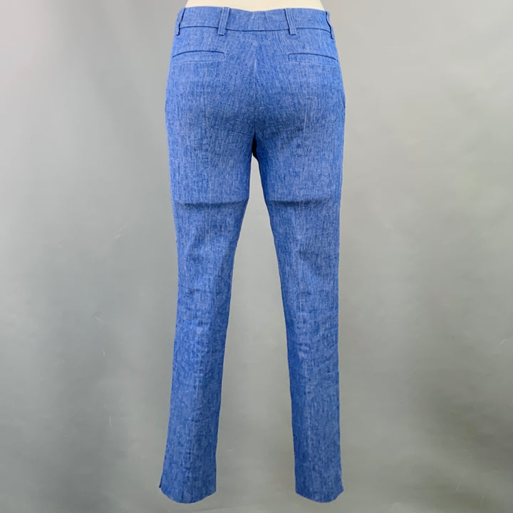 DEREK LAM Size 2 Blue Linen Cotton Blend Skinny Casual Pants