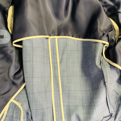 Veste sport ajustée en soie et lin à carreaux HUGO BOSS, taille 40, bleu et noir