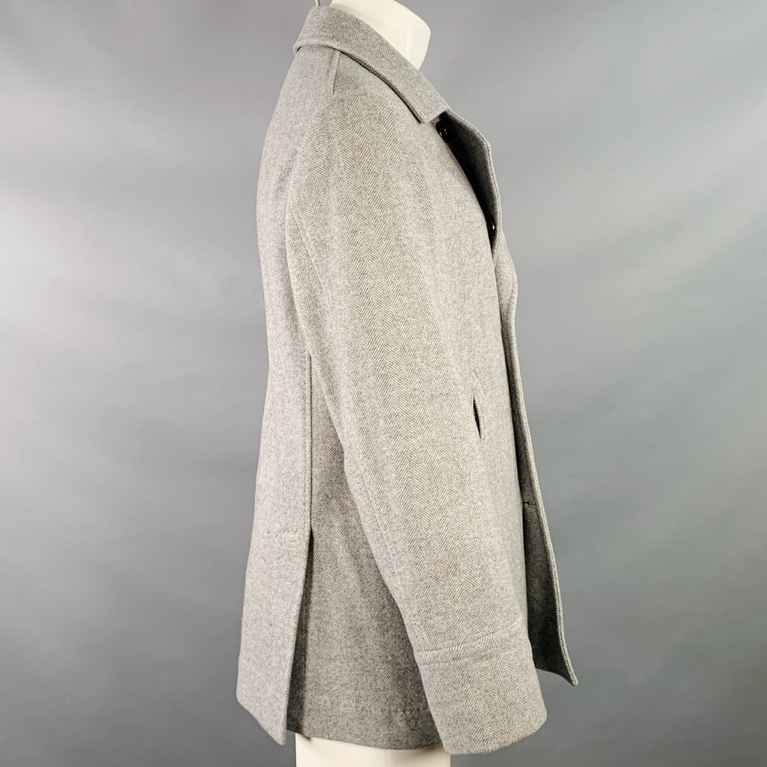 BRUNELLO CUCINELLI Size 38 Grey Herringbone Wool Cashmere Coat