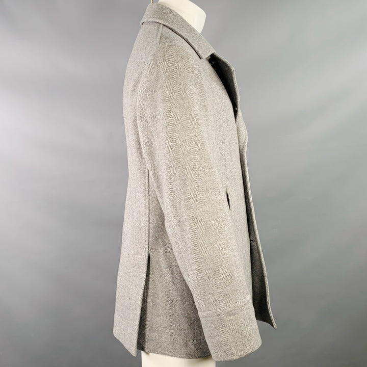 BRUNELLO CUCINELLI Size 38 Grey Herringbone Wool Cashmere Coat