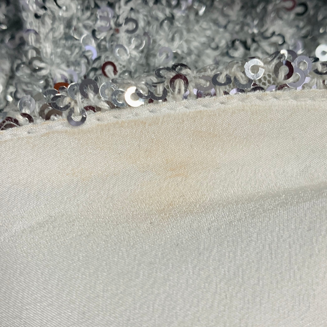 ATTICO Size 6 Silver Polyamide Sequined Strapless Dress Top