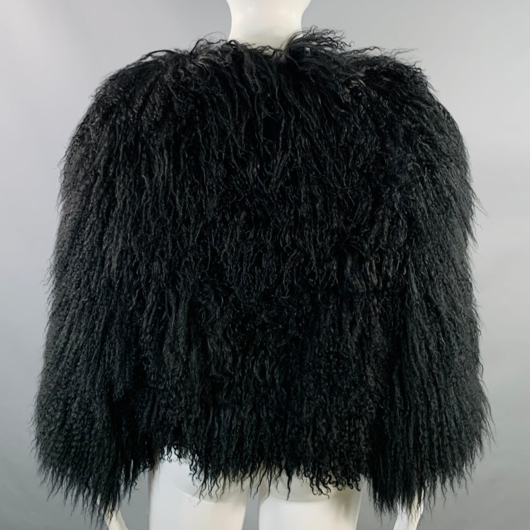 MICHAEL by MICHAEL KORS Size M Black Mongolian Lamb Fur Hook Eye Jacket