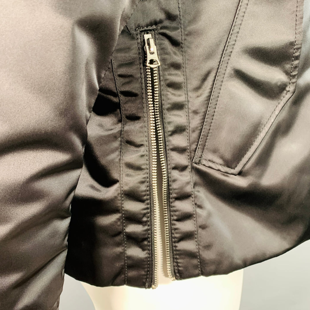ACNE STUDIOS Size L Black Nylon Side Zippers Varsity Jacket