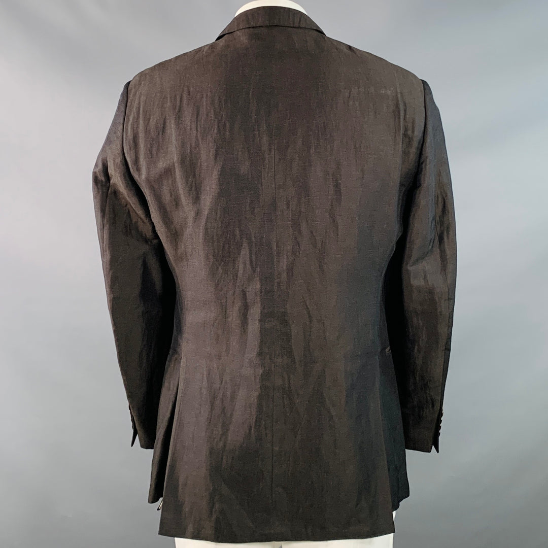 ERMENEGILDO ZEGNA Size 44 Regular Brown Silk Linen Twill Sport Coat