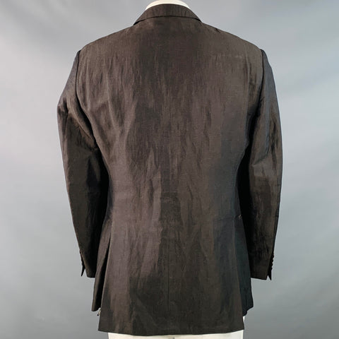 ERMENEGILDO ZEGNA Size 44 Regular Brown Silk Linen Twill Sport Coat
