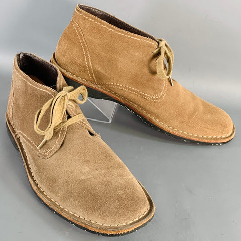 JOHN VARVATOS STAR USA Size 10 Brown Suede Moccasin Lace-Up Boots