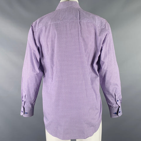 BUGATCHI Size M Purple White Dots Cotton Long Sleeve Shirt