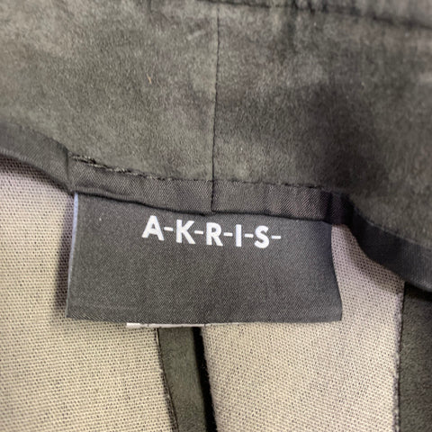 AKRIS Size 12 Green Lamb Suede Side Zipper Dress Pants