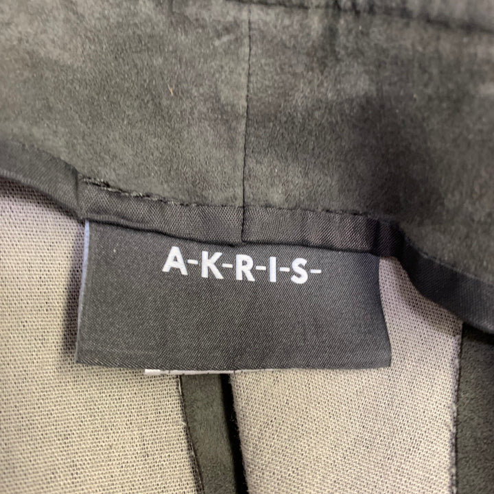 AKRIS Size 12 Green Lamb Suede Side Zipper Dress Pants