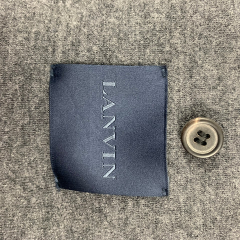 LANVIN Talla 36 Abrigo deportivo con solapa de muesca en mezcla de lana jaspeada negra gris oscuro