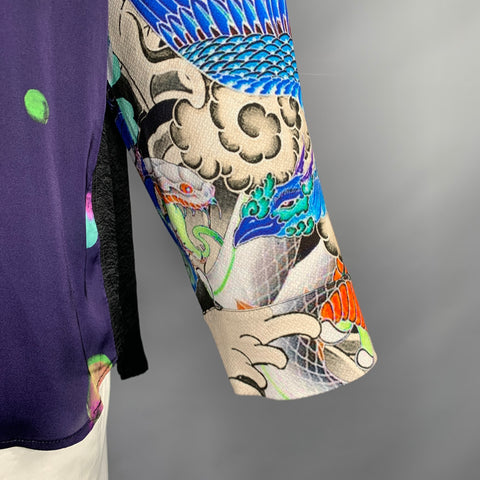 KOCHE' Size L Multi Color Mixed Fabrics Acetate Blend Long Sleeve Shirt
