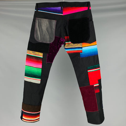 JUNYA WATANABE Size M Black Multi Color Sashiko Patches Casual Pants