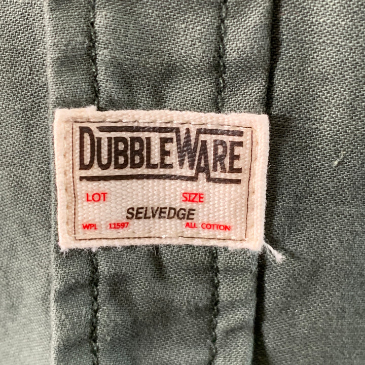 DUBBLE WARE Size L Olive Cotton Snaps Long Sleeve Shirt Jacket