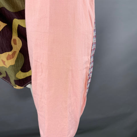 JUNYA WATANABE Size S Pink Multi Color Camo Plaid Two Pockets Long Sleeve Shirt