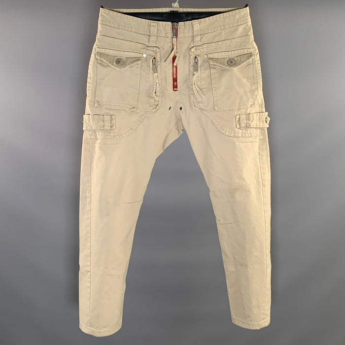 DSQUARED2 Size 30 Beige Cotton Cargo Casual Pants