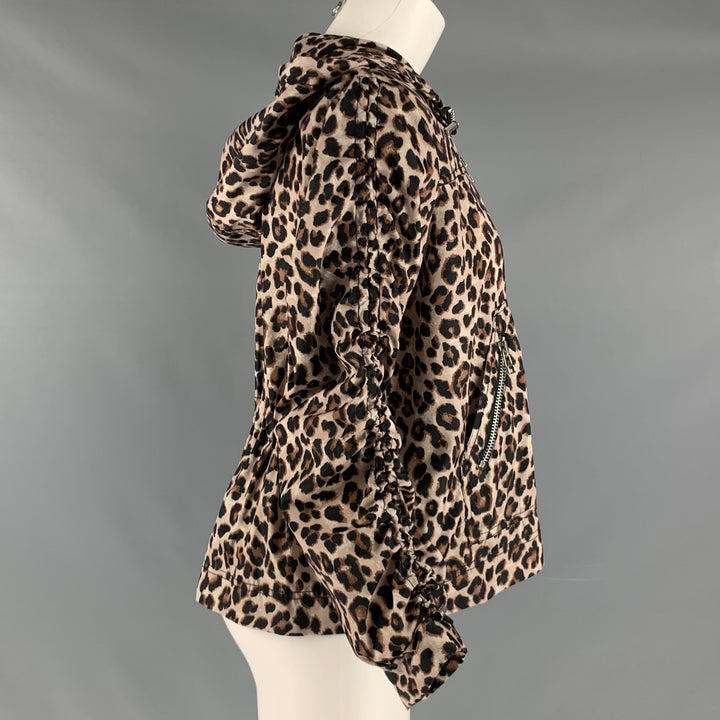 VERONICA BEARD Size S Beige Brown Polyester Animal Print Hooded Jacket