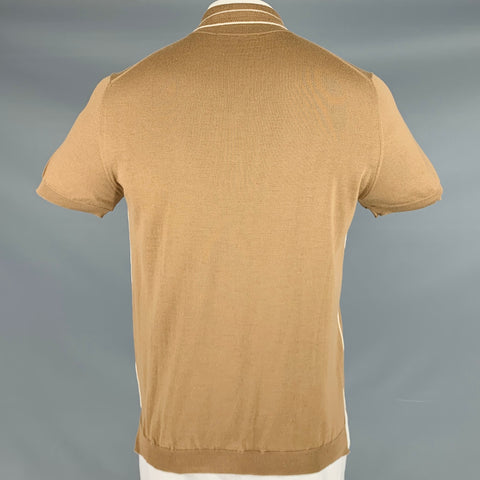 PRADA Taille L Polo boutonné en laine tricotée beige beige