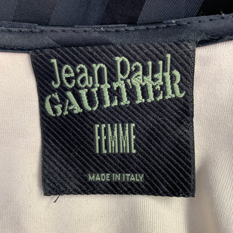 JEAN PAUL GAULTIER Size M Black Black Acetate Blend Stripe Long Sleeve Dress